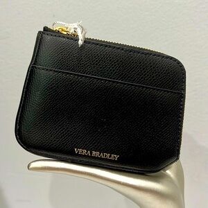 Vera Bradley Zip Card Case Black Genuine Leather